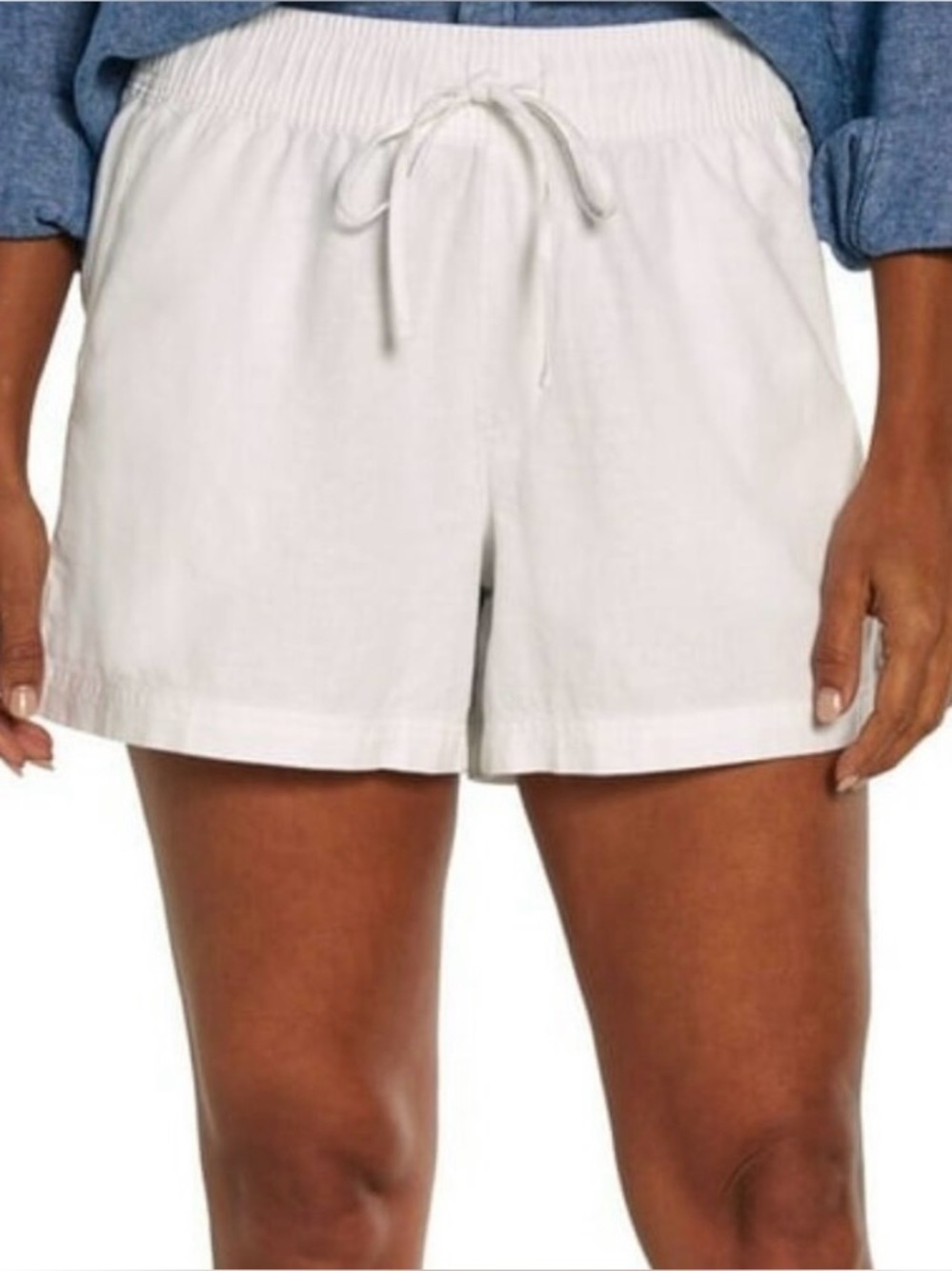 NWT GAP Women’s Bright White Drawstring Linen-Blend Pull-On Shorts Size Medium